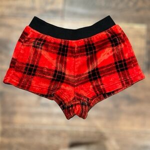 PINK Victoria's Secret Red Plaid Fleece Sleep Shorts, XS